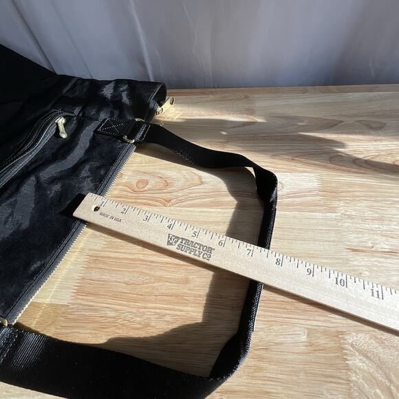 Kipling Black Nylon Tote Bag Gold Logo Patent Trim Large Shoulder Travel Work - Picture 7 of 14